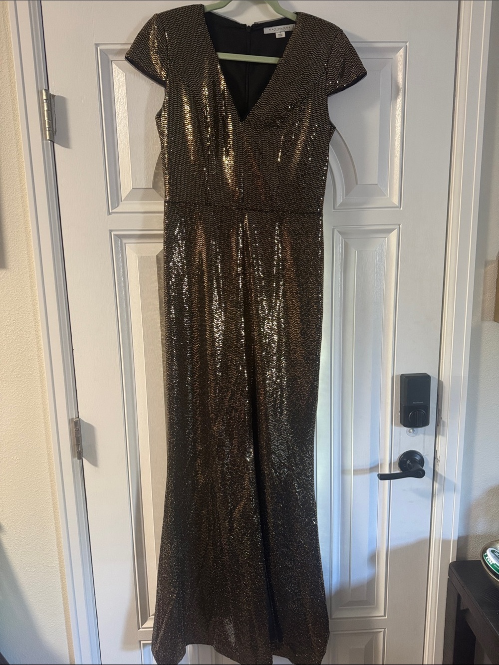 Kay Unger Black and Gold Sequin Dress